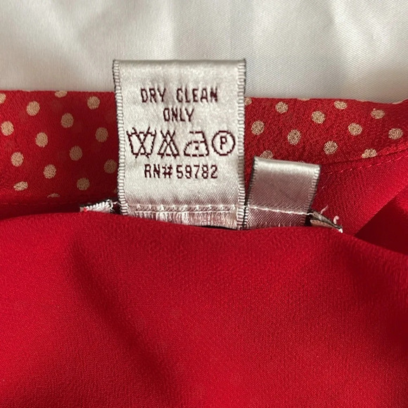 Adrianna Papell Silk Polka Dot Asymmetrical Hem Dress in Red & Cream Siz… - Picture 6 of 12